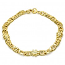 Gold Filled Fancy Bracelet Turtle and Mariner Design Polished Finish Golden Tone