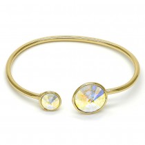 Gold Filled Individual Bangle With Swarovski Crystals Gold Tone