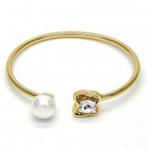 Gold Filled Individual Bangle Butterfly Design With Swarovski Crystals and Pearl Gold Tone
