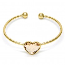 Gold Filled Individual Bangle Heart Design With Swarovski Crystals Golden Tone