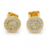 Gold Filled Stud Earring Golden Tone With White Micro Pave Polished Finish 