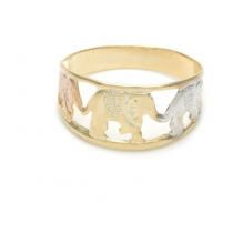 Gold Filled Tri Color Elephant Design Ladies Ring