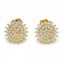 Gold Filled Stud Earring Golden Tone With Cubic Zirconia 