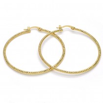 Gold Filled 50mm Medium Hoop Earrings Golden Tone