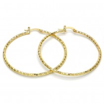 Gold Filled 50mm Medium Hoop Earrings Golden Tone