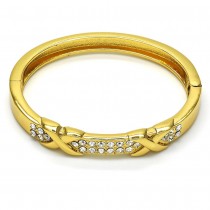 Gold Filled Individual Bangle With White Crystal Polished Finish Golden Tone (08 MM Thickness, Size 5 - 2.50 Diameter)