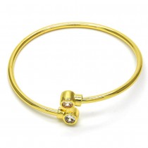 Gold Filled Individual Bangle With White Cubic Zirconia Polished Finish Golden Tone (03 MM Thickness, One size fits all)