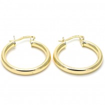 Gold Filled 3mmX25mm Small Hoop Earrings Polished Finish Golden Tone