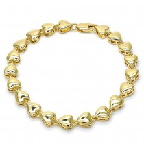 Gold Filled Fancy Bracelet Heart Design Polished Finish Golden Tone