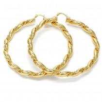 Gold Filled 70mm Extra Large Hoop Earrings Twist Design Golden Tone