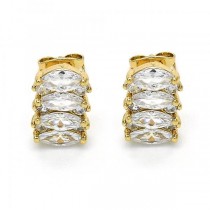 Gold Filled Stud Earring Golden Tone With White Cubic Zirconia 