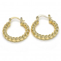 Gold Filled 25mmX4mm Small Hoop Earrings Twist Design Polished Finish Golden Tone