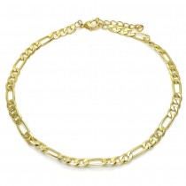 Gold Filled Basic Anklet Figaro Design Polished Finish Golden Tone