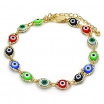 Gold Filled Bracelet Multicolor Eye Of God Design Golden Tone 