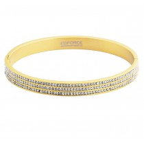 Stainless Steel Gold Tone 3 Rows CZ Bangle