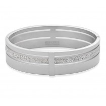 Stainless Steel White Ladies Bangle With CZ Stones