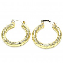 Gold Filled 25mm Small Hoop Earrings Diamond Cutting Finish Golden Tone
