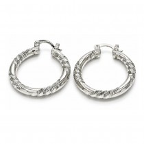 White Gold Filled Medium Hoop Diamond Cutting Finish Rhodium Finish