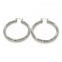 White Gold Filled Large Hoop Diamond Cutting Finish Rhodium Finish