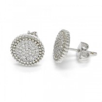 Gold Filled Rhodium Tone Stud Earring With Cubic Zirconia 