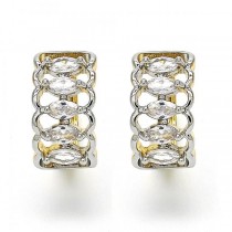 Gold Filled Two Tone Huggie Hoop With Cubic Zirconia