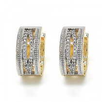 Gold Filled Two Tone Huggie Hoop with Cubic Zirconia