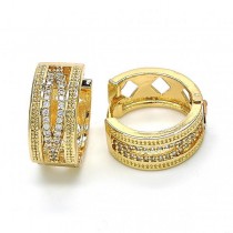 Gold Filled Gold Tone Huggie Hoop with Cubic Zirconia