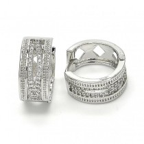 Gold Filled Rhodium Tone Huggie Hoop with Cubic Zirconia