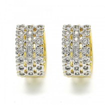 Gold Filled Two Tone Huggie Hoop Flower Design with Cubic Zirconia
