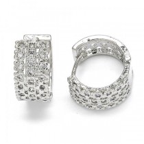 Gold Filled Rhodium Plated Huggie Hoop Flower Design with Cubic Zirconia