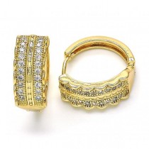 Gold Filled Gold Plated Huggie Hoop With Cubic Zirconia