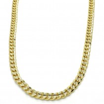 Gold Filled 24" Basic Necklace Concave Cuban Design Polished Finish Golden Tone
