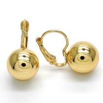 Gold Filled 20mm Leverback Ball Earrings Golden Tone