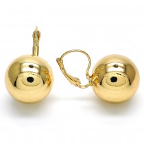 Gold Filled 29mm Leverback Ball Earrings Golden Tone