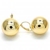 Gold Filled 30mm Leverback Ball Earrings Golden Tone