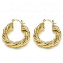 Gold Filled 30mm Medium Hoop Earrings Twist Design Golden Tone