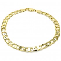 Gold Filled Anklet Curb Design Polished Golden Finish 180 Gauge 7 MM Thickness 10 Inches Length