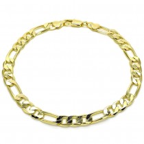 Gold Filled Basic Anklet Figaro Design Polished Finish Golden Tone