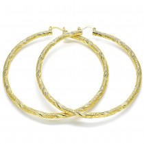 Gold Filled 2x80mm Extra Large Hoop Hollow Design Diamond Cutting Finish Golden Tone