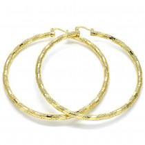 Gold Filled Hoop Earrings 2x80mm Golden Tone