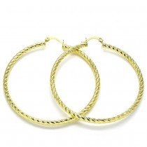 Gold Filled 60mm Medium Hoop Earrings Golden Tone