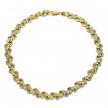 Gold Filled Fancy Anklet Heart Design Polished Finish Golden Tone