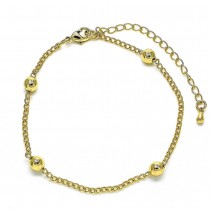 Gold Filled Fancy Bracelet Ball Design Golden Tone 8 Inches Long
