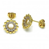 Gold Filled Stud Earrings Star Design with White Cubic Zirconia Polished Golden Finish