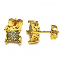 Gold Filled Stud Earrings With Cubic Zirconia Gold Tone