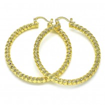 Gold Filled 50mm Medium Hoop Earrings Twist Design Golden Tone