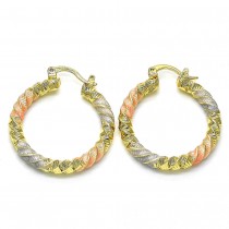 Gold Filled 2x30mm Medium Hoop Twist Design Golden Tone
