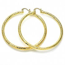 Gold Filled 70mm Medium Hoop Earrings Hollow Design Golden Tone
