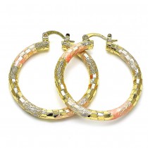 Gold Filled 4x40mm Medium Hoop Diamond Cutting Finish Tri Tone