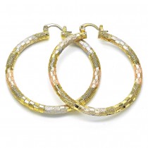 Gold Filled 50mm Large Hoop Earrings Diamond Cutting Finish Tri Tone